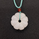 Chalcedony Agate Pendant Necklace Engraved Charm Jewelry for Women