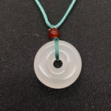 Chalcedony Agate Pendant Necklace Engraved Charm Jewelry for Women