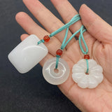 Chalcedony Agate Pendant Necklace Engraved Charm Jewelry for Women