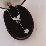 Butterfly Shape Necklace for Women Tassel Flower Pendant
