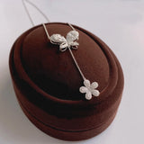 Butterfly Shape Necklace for Women Tassel Flower Pendant