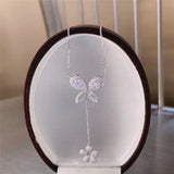 Butterfly Shape Necklace for Women Tassel Flower Pendant