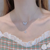 Butterfly Shape Necklace for Women Tassel Flower Pendant
