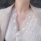 V Pendant Clavicle Chain 925 Stamp Necklace Wedding Bridal Jewelry