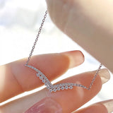 V Pendant Clavicle Chain 925 Stamp Necklace Wedding Bridal Jewelry