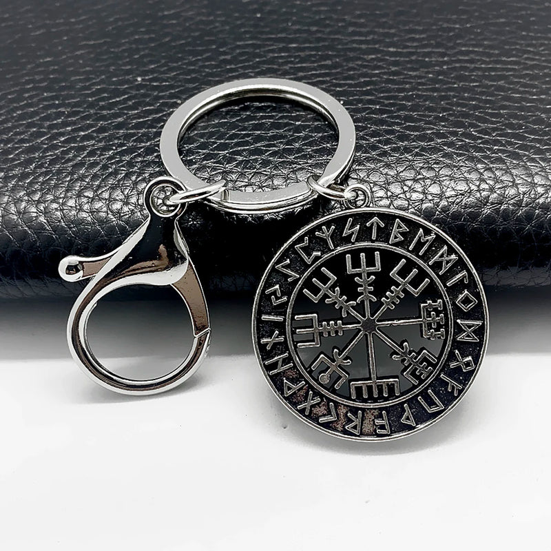 Nordic Viking Runic Compass Vegvisir Keychain