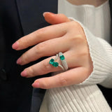 Paraiba Zircon Double Layer Silver Wedding Ring