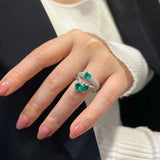 Paraiba Zircon Double Layer Silver Wedding Ring