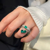 Paraiba Zircon Double Layer Silver Wedding Ring
