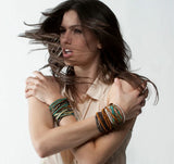 5 Layered Leather Wrap Bracelet with Pearls Weaving
