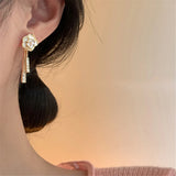 Pearl Zircon Mountain Camellia Earrings Women'S Earrings Temperament Wedding
