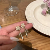 Pearl Zircon Mountain Camellia Earrings Women'S Earrings Temperament Wedding