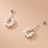 925 Silver Pearl Ear Studs for Women, Mini Screw Earrings