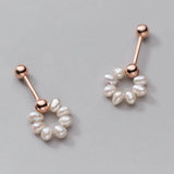 925 Silver Pearl Ear Studs for Women, Mini Screw Earrings