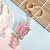 Opal Tulip Flower Keychain Bag Car Pendant Trinket Gift
