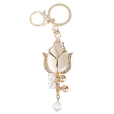 Opal Tulip Flower Keychain Bag Car Pendant Trinket Gift