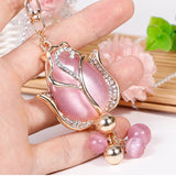 Opal Tulip Flower Keychain Bag Car Pendant Trinket Gift