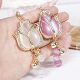 Opal Tulip Flower Keychain Bag Car Pendant Trinket Gift