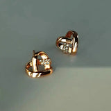 14k Real Micro Heart Tassel Earring for Girls