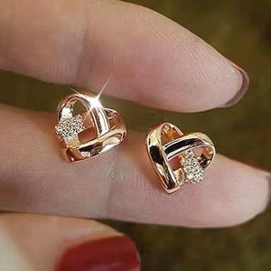 14k Real Micro Heart Tassel Earring for Girls