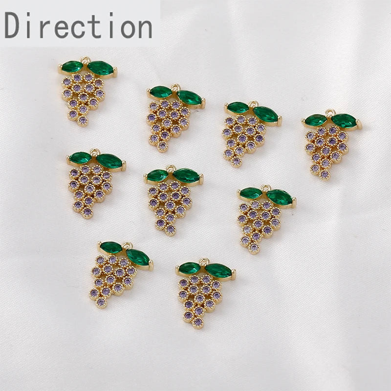 Purple Grape String Zircon Pendant DIY Earrings Necklace Material Accessories