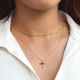Rainbow Cross Crystal Necklace 925 Silver CZ Necklace Jewelry for Women