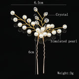 Rattan Hairpin Tiara Crystal Pearl Wedding Hair Clips