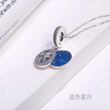 925 Silver Necklace Round Board Pendant Chain
