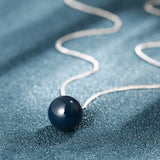 925 Silver Round Ceramic Pendant Necklace for Women Wedding
