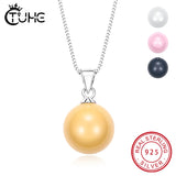 925 Silver Round Ceramic Pendant Necklace for Women Wedding