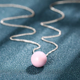 925 Silver Round Ceramic Pendant Necklace for Women Wedding