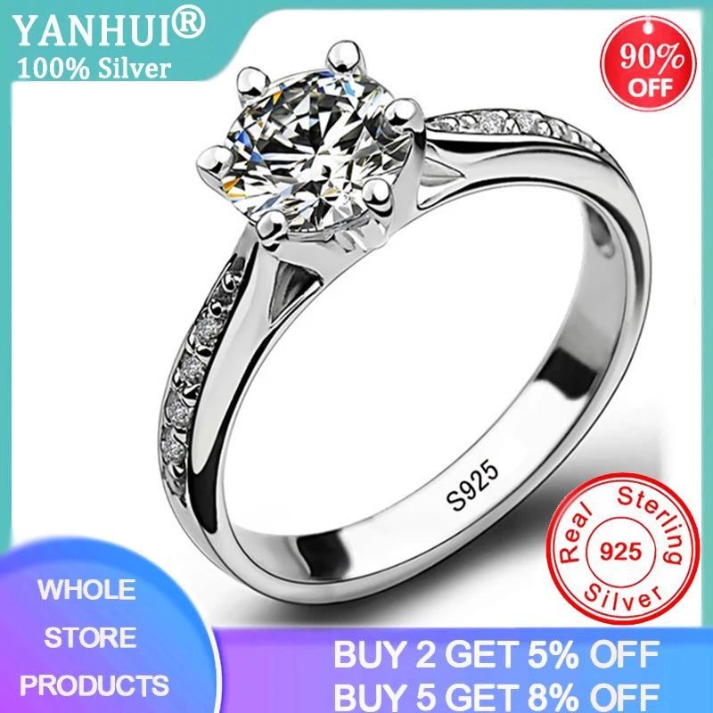 Tibetan Silver Ring Rhinestones Cubic Zircon Women Allergy Engagement Band