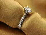 Tibetan Silver Ring Rhinestones Cubic Zircon Women Allergy Engagement Band