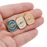 Round Evil Eye Necklace Pendant Plated Zircon Enamel Charm Jewelry