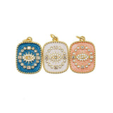 Round Evil Eye Necklace Pendant Plated Zircon Enamel Charm Jewelry