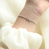 Heart Bow Bracelet for Women Stainless Steel Silver Chain Gift