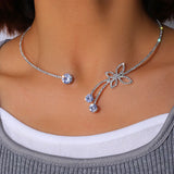 Crystal Butterfly Choker Necklace for Women