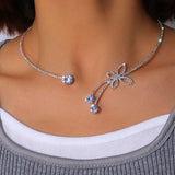 Butterfly Rhinestone Crystal Choker Necklace