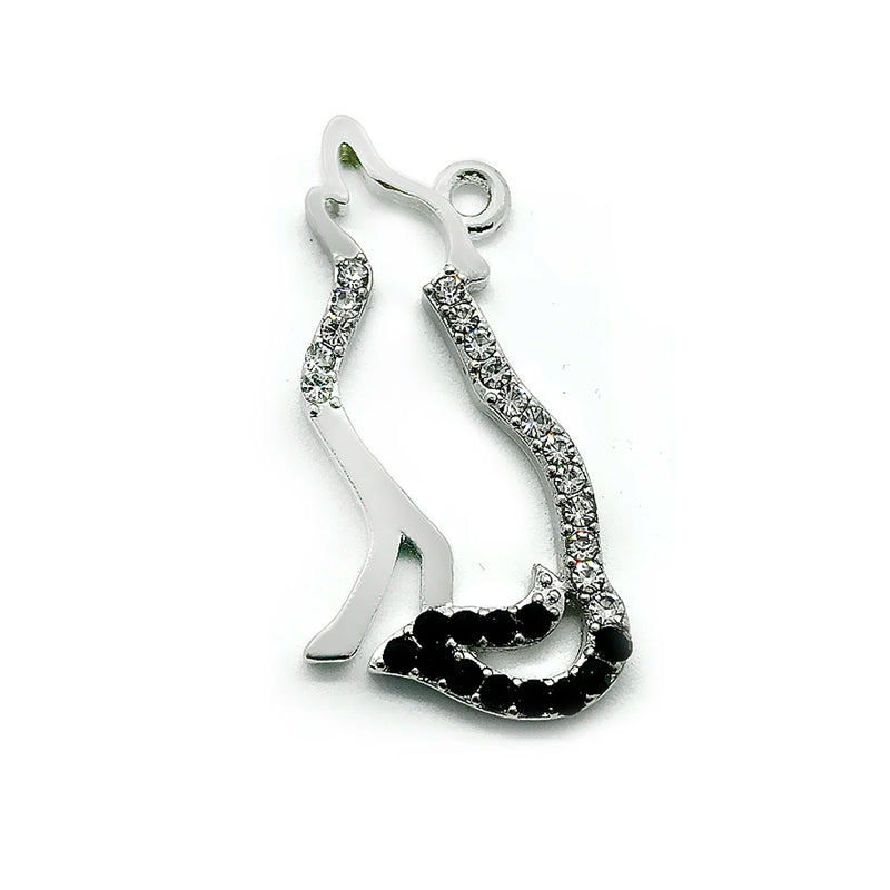 Metal Dog Pendant Pet Jewelry Rhinestone Inlaid DIY Charm