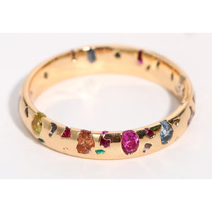 Colorful Punk Style Ring with Broken Cubic Zirconia