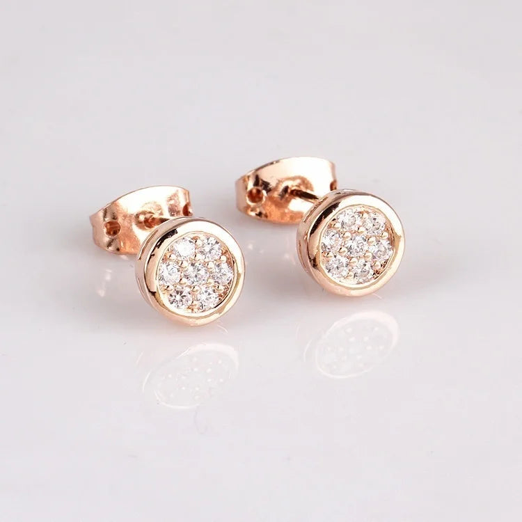 Rose Plated Zircon Stud Earrings Druzy Gem Wedding Engagement Stud Earring Bride