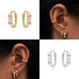 Pink Opal Zircon Hoop Earrings, 925 Sterling Silver, Women Jewelry