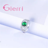 Red Crystal Ring Lace Wedding Party Jewelry 925 Sterling Silver Cubic Zirconia