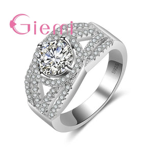 Red Crystal Ring Lace Wedding Party Jewelry 925 Sterling Silver Cubic Zirconia