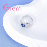 Red Crystal Ring Lace Wedding Party Jewelry 925 Sterling Silver Cubic Zirconia