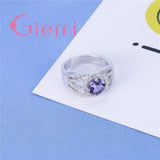 Red Crystal Ring Lace Wedding Party Jewelry 925 Sterling Silver Cubic Zirconia