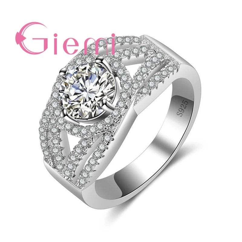 Red Crystal Ring Lace Wedding Party Jewelry 925 Sterling Silver Cubic Zirconia
