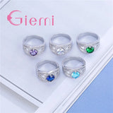 Red Crystal Ring Lace Wedding Party Jewelry 925 Sterling Silver Cubic Zirconia