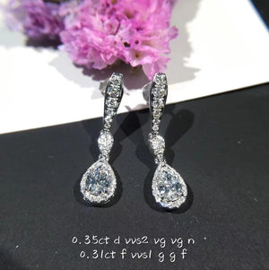 Zircon Drop Earrings Crystal Long Wedding 925 Silver Jewelry