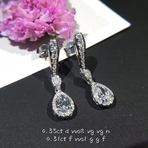 Zircon Drop Earrings Crystal Long Wedding 925 Silver Jewelry